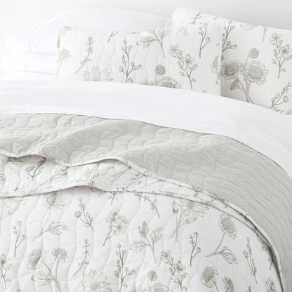 Becky Cameron All Season 3 Piece Floral Reversible Quilt Set