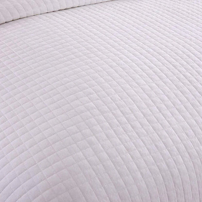 3 Pcs White Cotton Quilt Set Lightweight Bedspread Set Check