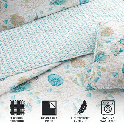Linery & Co. Coastal Microfiber Quilt Set With Shams.