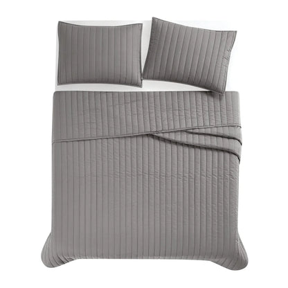 Brooklyn Loom Oversized Cotton Percale 3 Piece Quilt Set