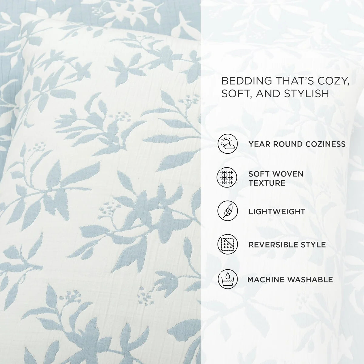 Lush Decor Floral Jacquard Reversible Soft Matelasse Quilt 3-Piece Set