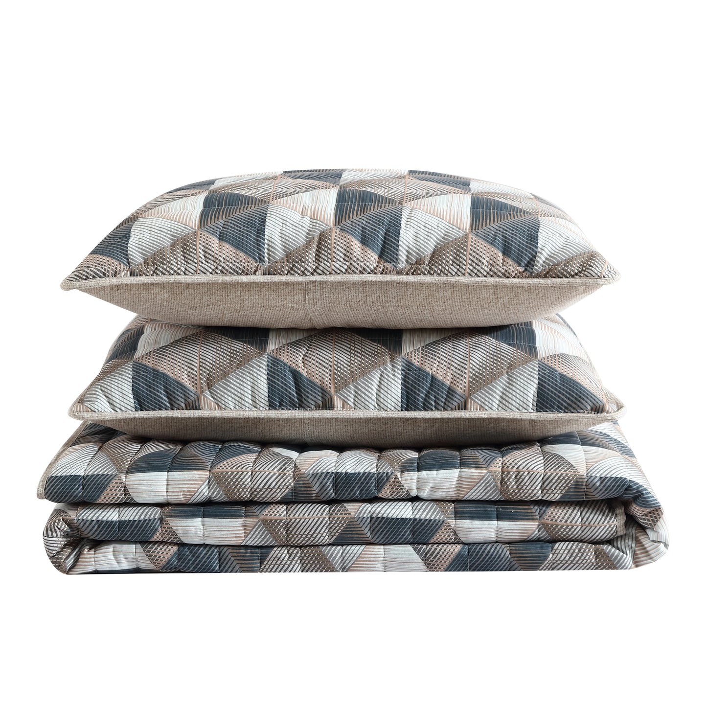 Kenneth Cole New York Gridwork - Brown Quilt & Sham Set