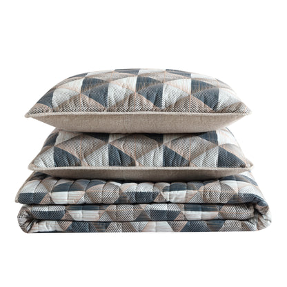 Kenneth Cole New York Gridwork - Brown Quilt & Sham Set