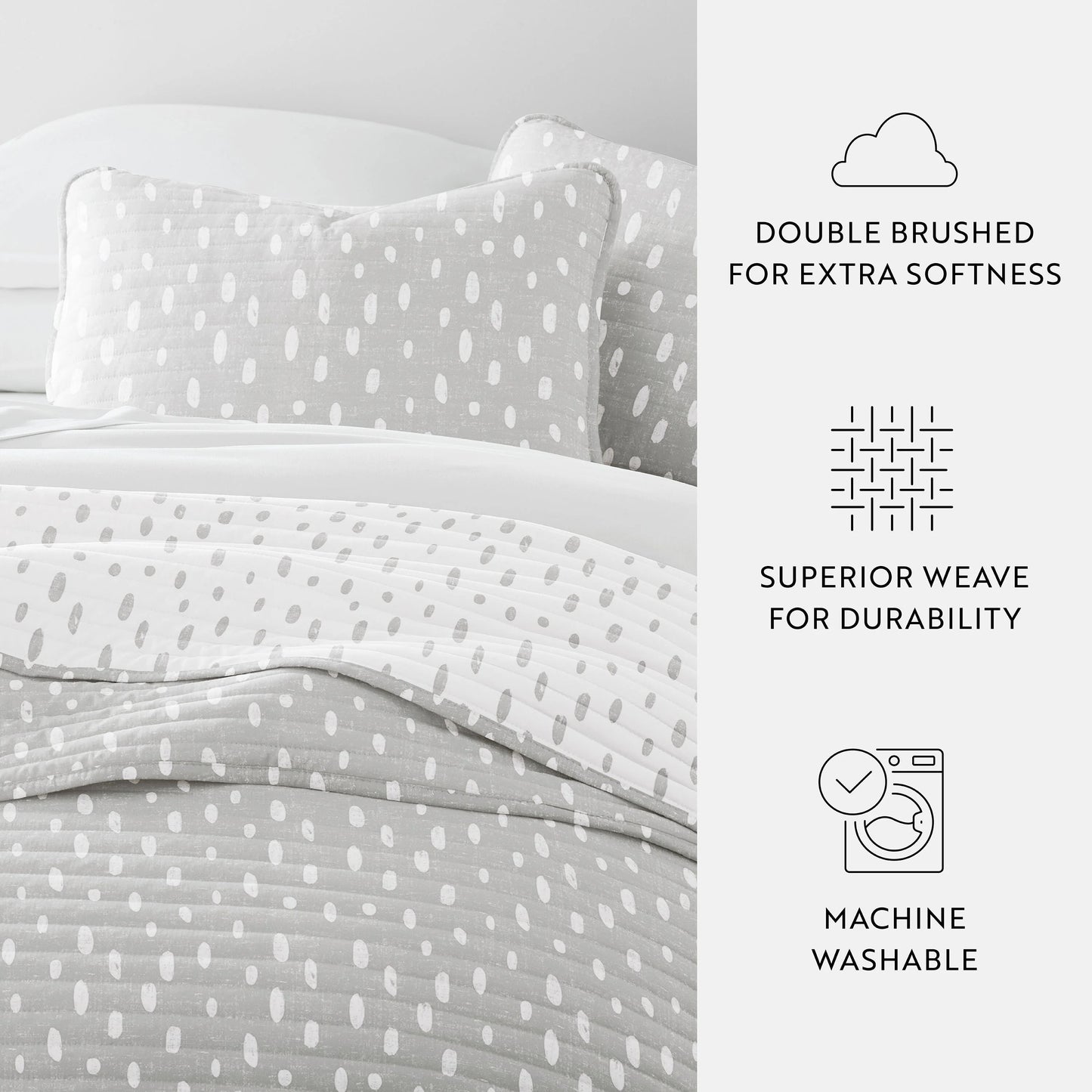 Becky Cameron All Season 3 Piece Painted Dots Reversible Quilt Set with Shams