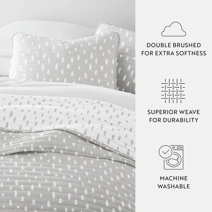 Becky Cameron All Season 3 Piece Painted Dots Reversible Quilt Set with Shams