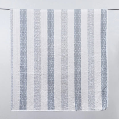 Premium Patterned Stripe Design Microfiber Quilt Set With Shams