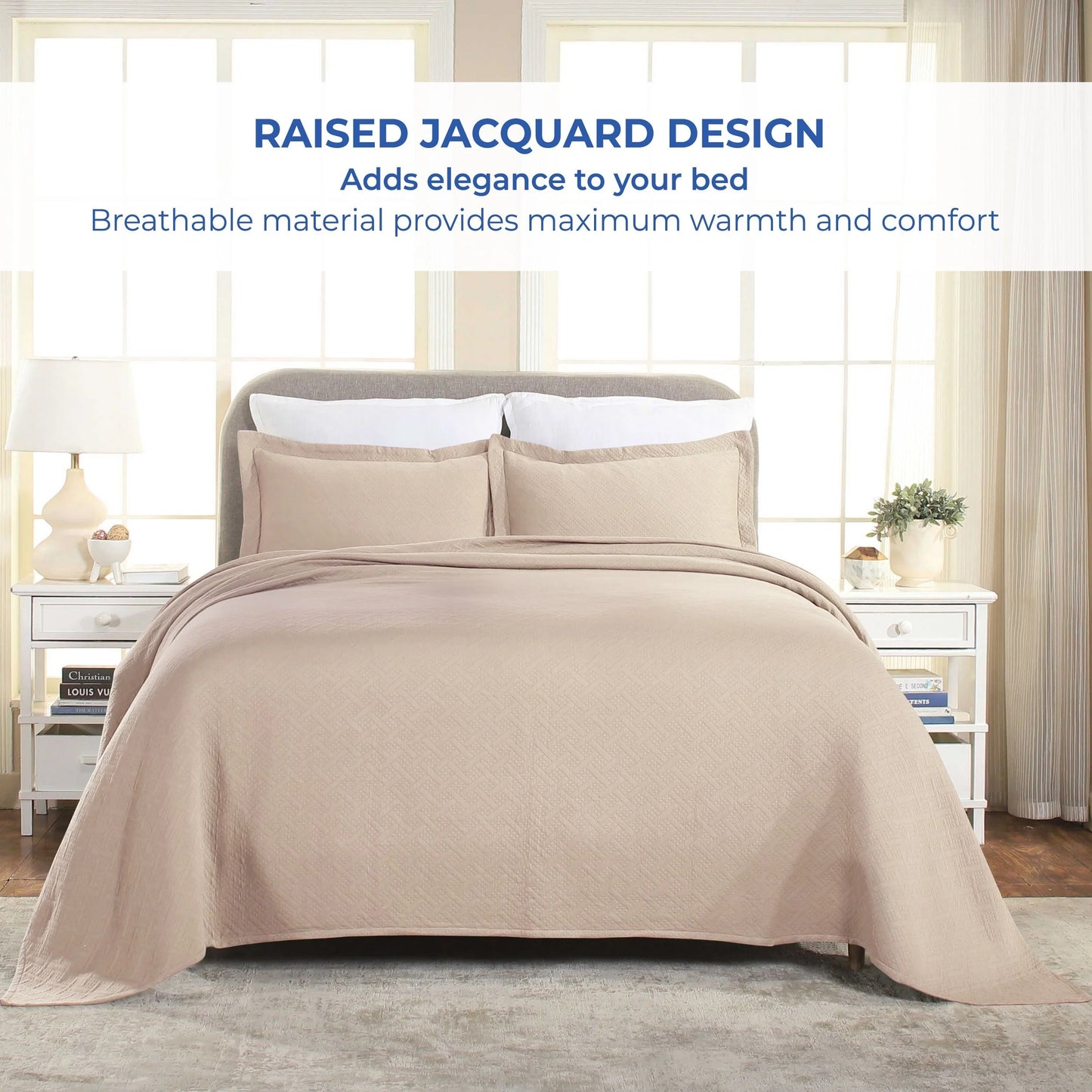 Superior Basketweave Cotton Decorative Bedspread Set