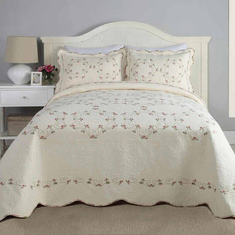 Modern Heirloom Felisa Floral Embroidered Bedspread