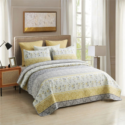 European Floral Quilt Set