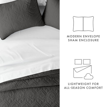 Soft Essentials Premium Ultra Soft Damask Pattern Quilted Coverlet Set