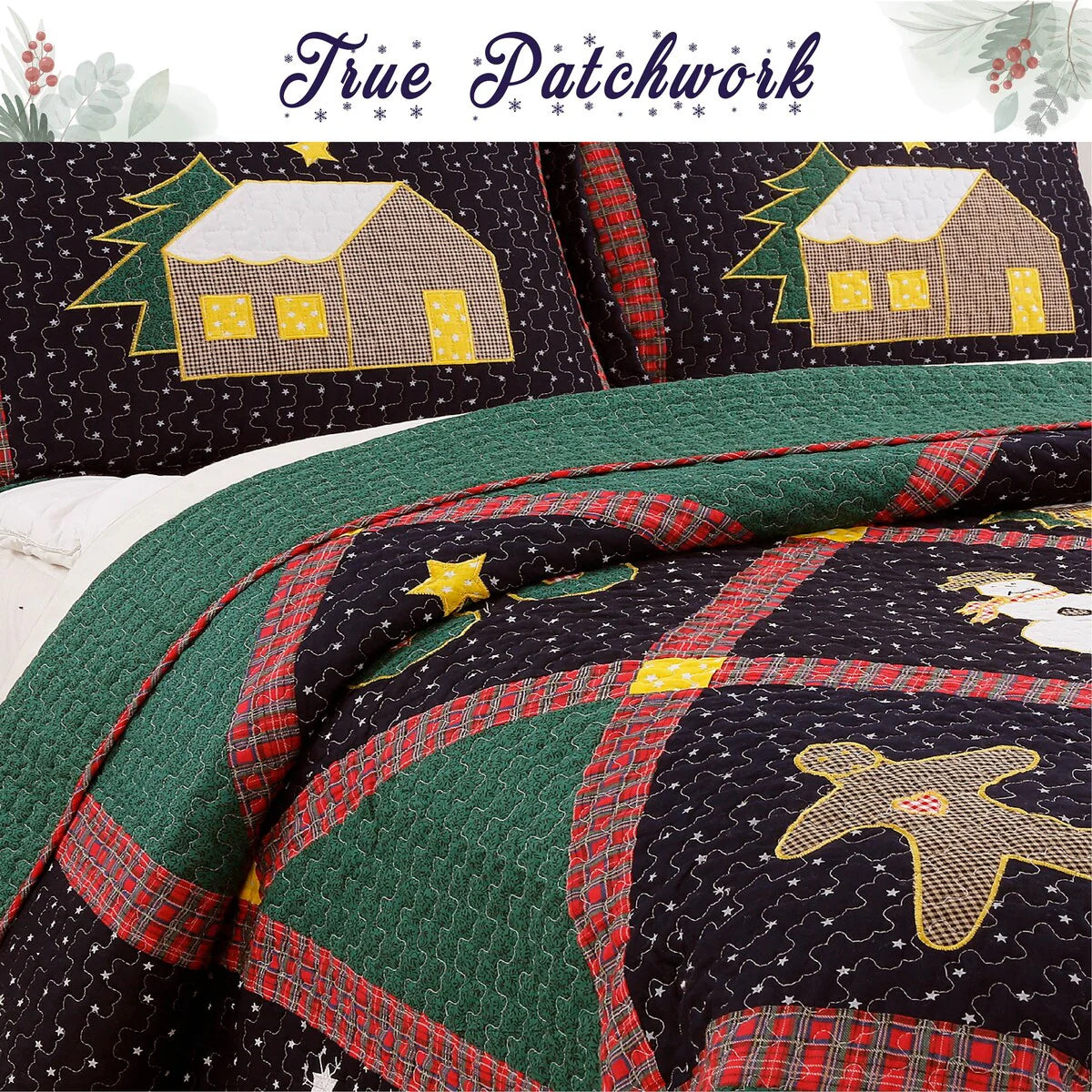 Cozy Line Christmas Night Patchwork Quilt Bedding Set