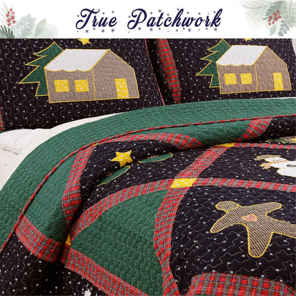 Cozy Line Christmas Night Patchwork Quilt Bedding Set