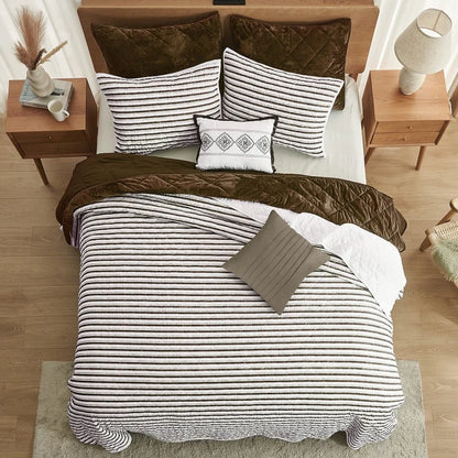 Wonderful 5 Piece Striped Coverlet Set