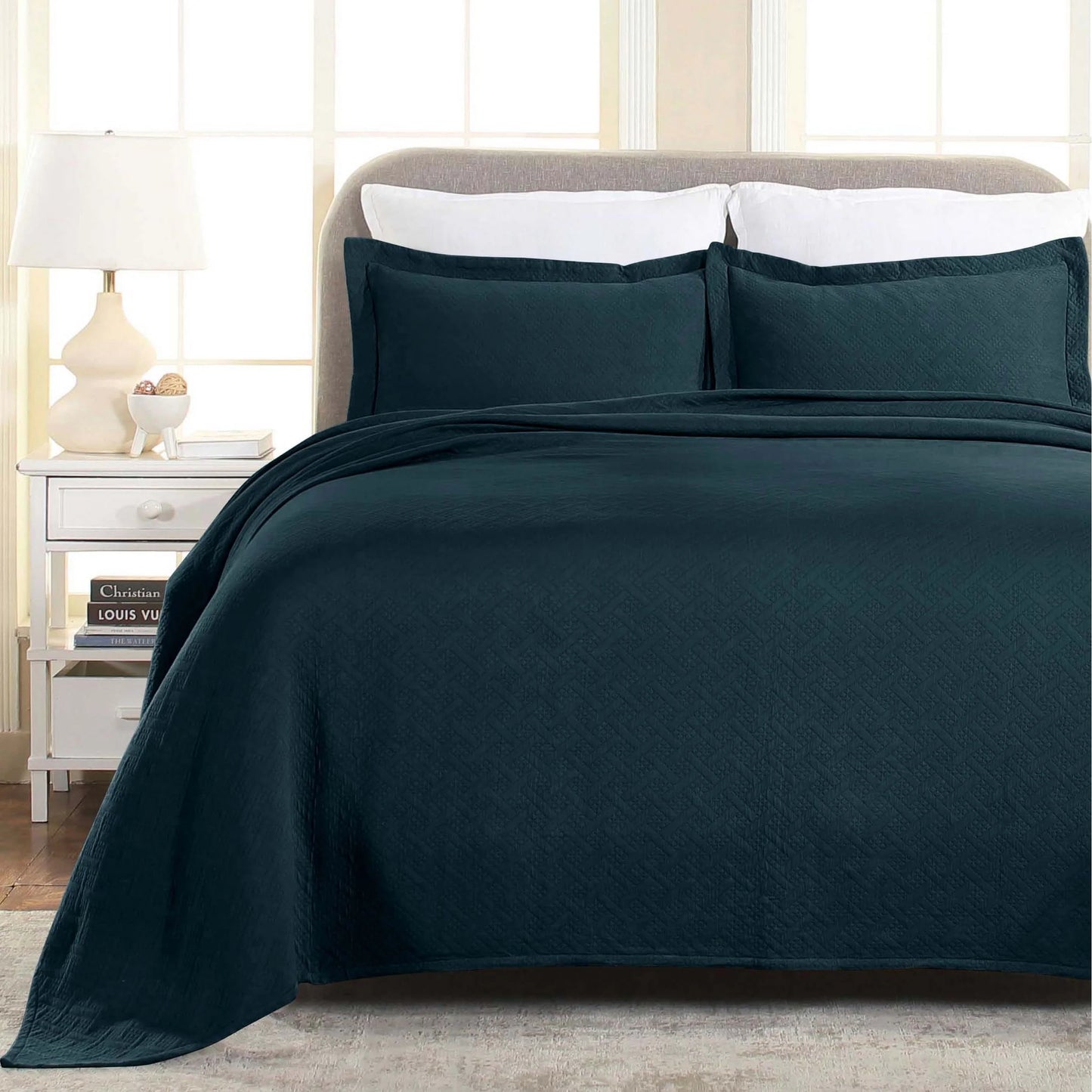 Superior Basketweave Cotton Decorative Bedspread Set