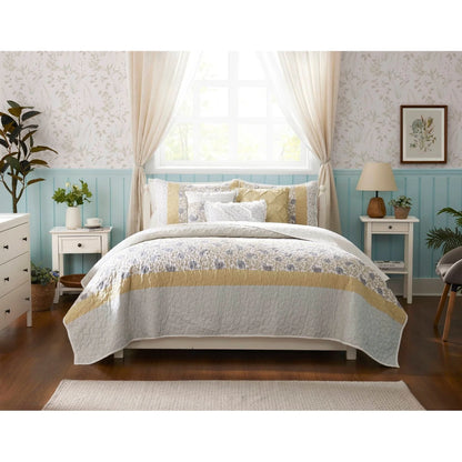 Madison Park Vanessa 6 Piece Cotton Percale Quilt Set with Throw Pillows
