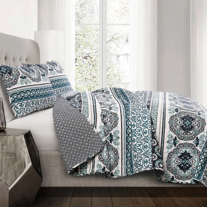 The Curated Nomad La Boheme Boho Stripe 3-piece Quilt Set