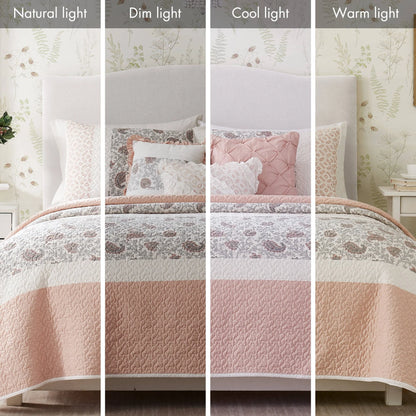 Madison Park Vanessa 6 Piece Cotton Percale Quilt Set with Throw Pillows