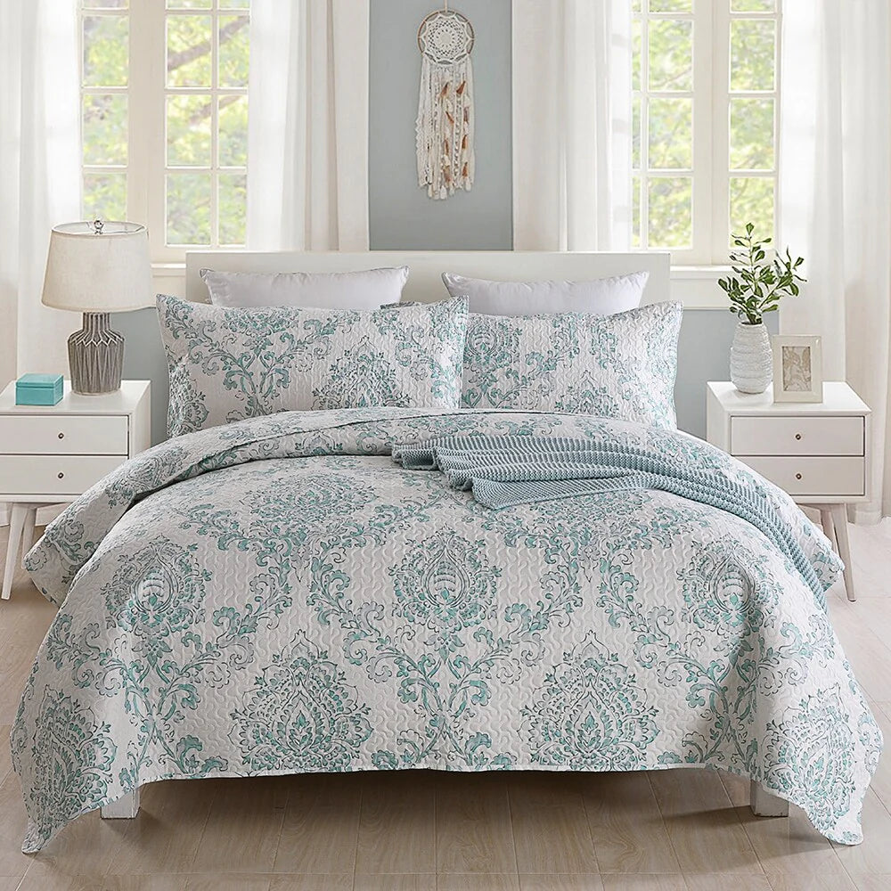 Boho Stripe Quilt Reversible 3 Piece Bohemian Design Bedding Set
