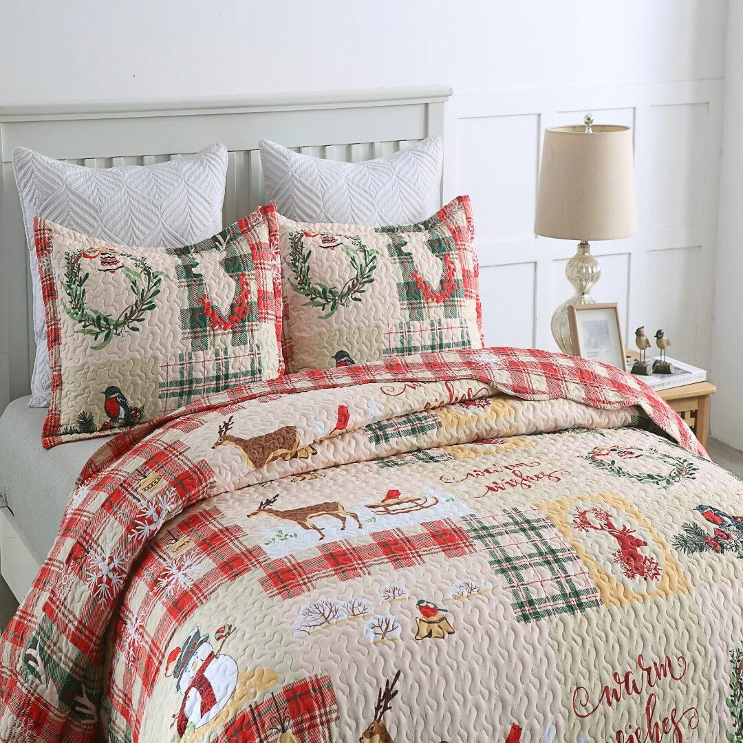 MarCielo Christmas Quilt Set Bedspread Set B021