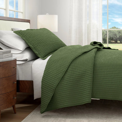 Linery & Co. Detailed Channel Stitch Microfiber Quilt Set With Shams.