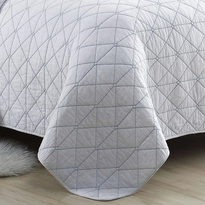 Poppy & Fritz Solid Kelsey Cotton Blue Quilt Set