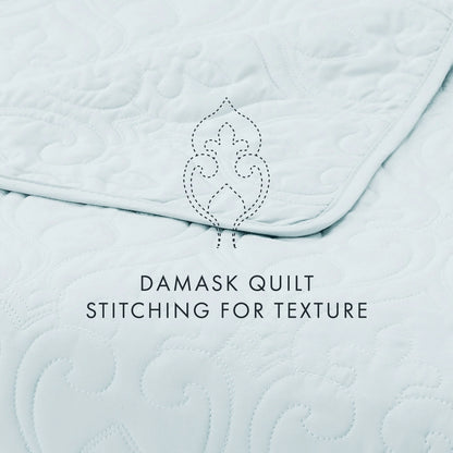 Soft Essentials Premium Ultra Soft Damask Pattern Quilted Coverlet Set
