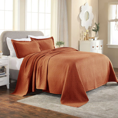 Superior Basketweave Cotton Decorative Bedspread Set