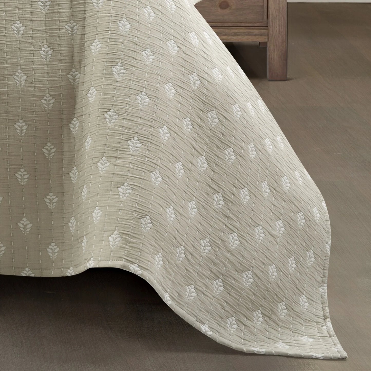 Lush Decor Hygge Kantha Pick Stitch Yarn Dyed Cotton Jacquard 3 Piece Quilt/Coverlet Set