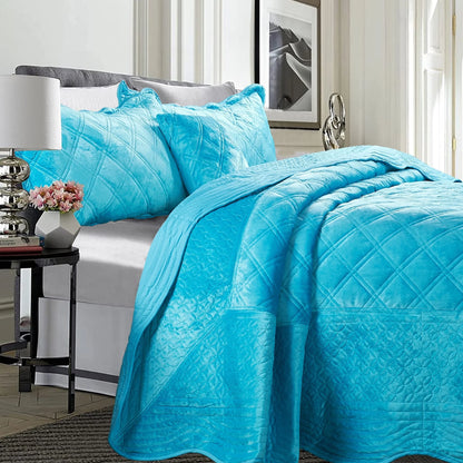Serenta Supersoft Microplush Quilted 4 Pieces Bedspread Coverlet Set