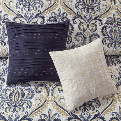 Madison Park Cardiff 6 Piece Reversible Quilt Set with Throw Pillows