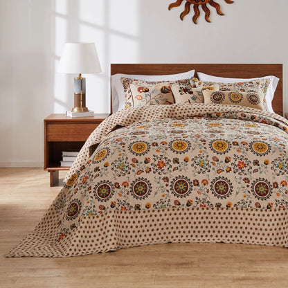 Greenland Home Fashions Andorra Cotton 100% Cotton Reversible 3-Piece Bedspread Set