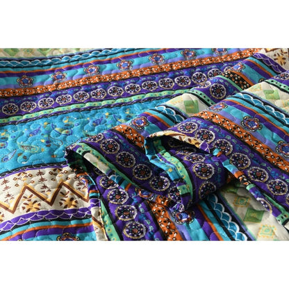 Purple Bohemian Quilt Bedspread Set