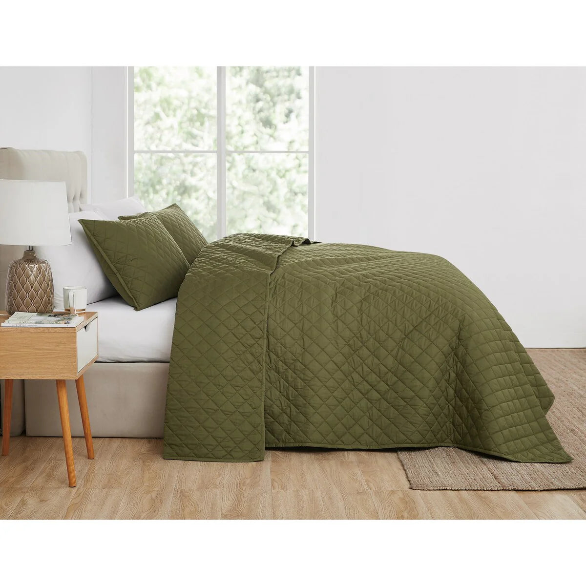 Cannon Solid Oversized Percale 3 Piece Quilt Set