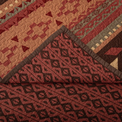 Paseo Road Broken Arrow Western Bedding Tribal Aztec 3 Piece Reversible Quilt Set
