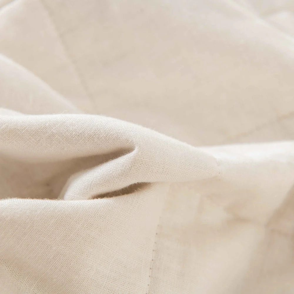 WHOLINENS Box Stitch Stone Washed Linen Blend Quilt & Pillow Shams Set