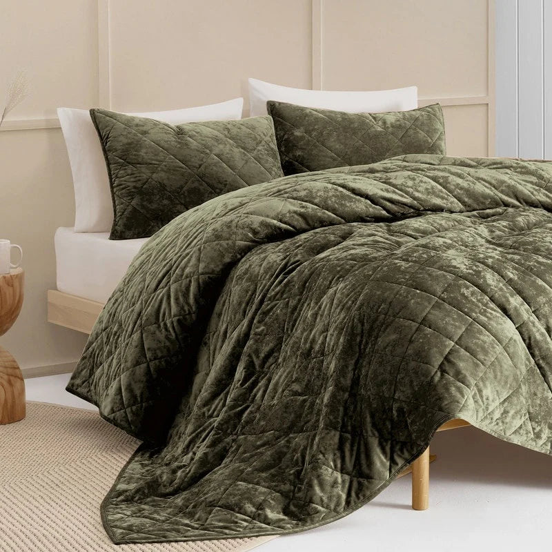 Wonderful Diamond Velvet 3 Piece Quilt Set