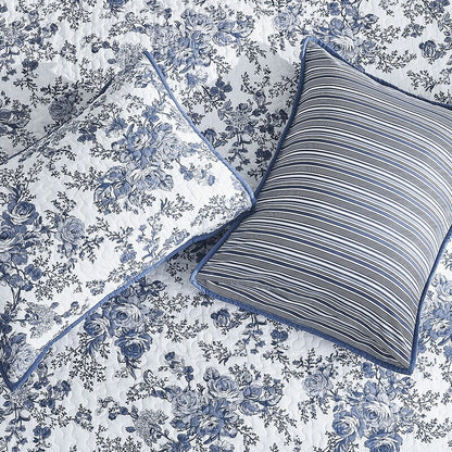 Wonderful 5-Piece Cotton Quilt Set Floral Printed Bedding Set