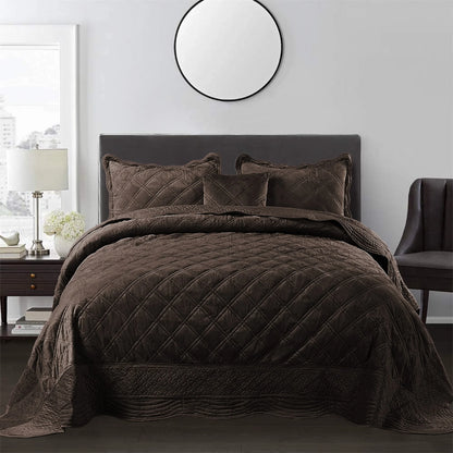 Serenta Supersoft Microplush Quilted 4 Pieces Bedspread Coverlet Set