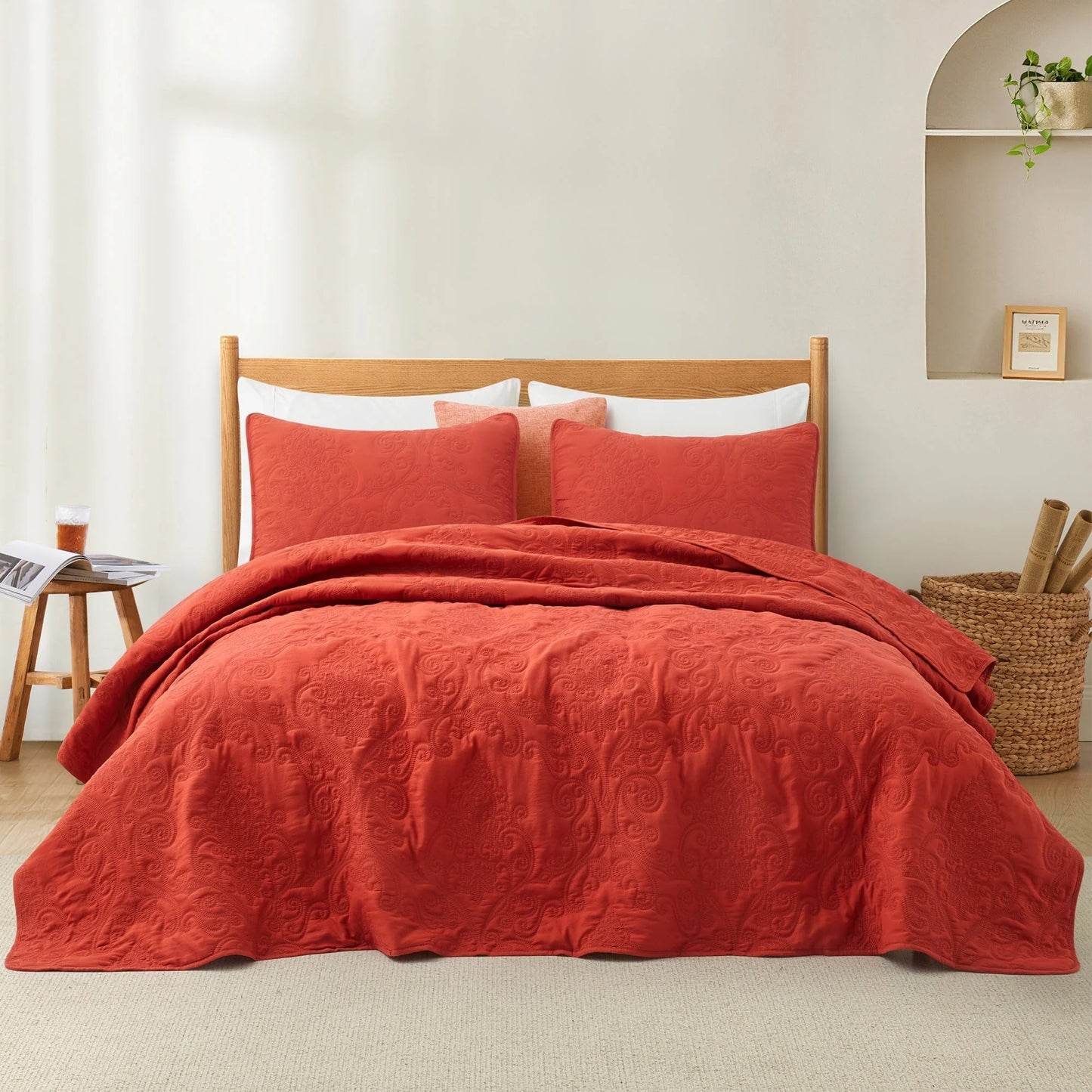 3-Piece Reversible Ultra Lighweight Coverlet Premium Microfiber Bedspread Quilt Set