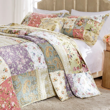 Greenland Home Fashions Blooming Prairie 100% Cotton Authentic Patchwork Bedspread Set