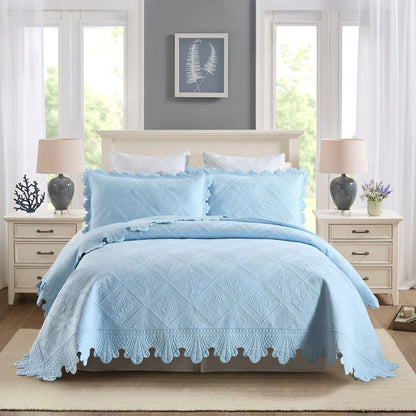 MarCielo 3Pcs 100% Cotton Oversized Quilt Bedspread Coverlet Set TK