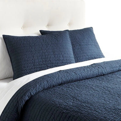 Cottage Home Brighton Navy Blue Cotton Single Quilt or Pillow Sham
