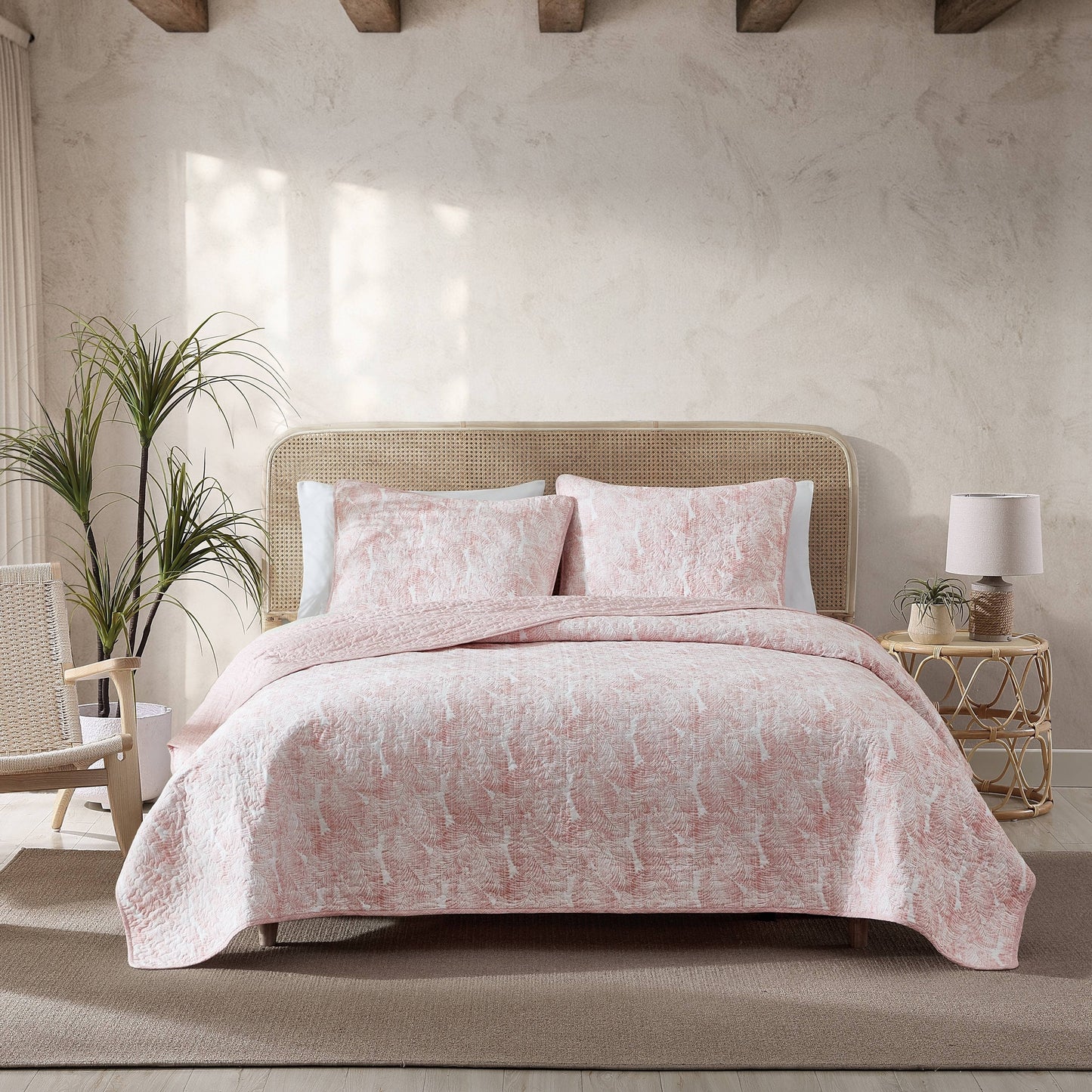 Tommy Bahama Distressed Water Leaves Cotton Reversible Quilt Set