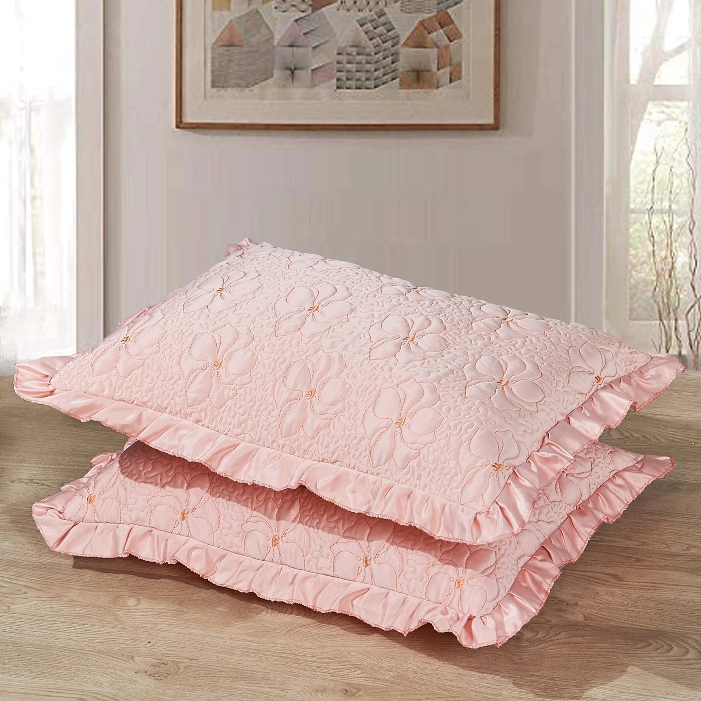 Serent Matte Satin Ruffle Bedspread Set