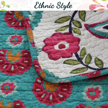 Cozy Line Santa Barbara Floral Print Reversible Cotton Quilt Bedding Set