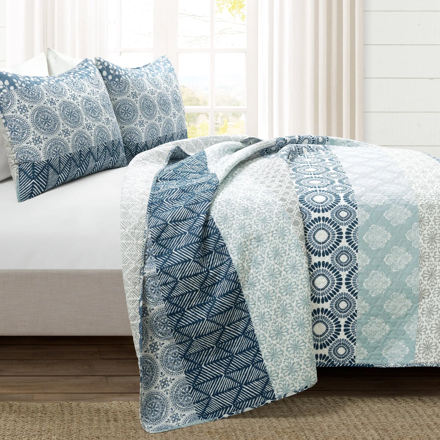 The Curated Nomad La Boheme 3-piece Striped Patterned Quilt Set