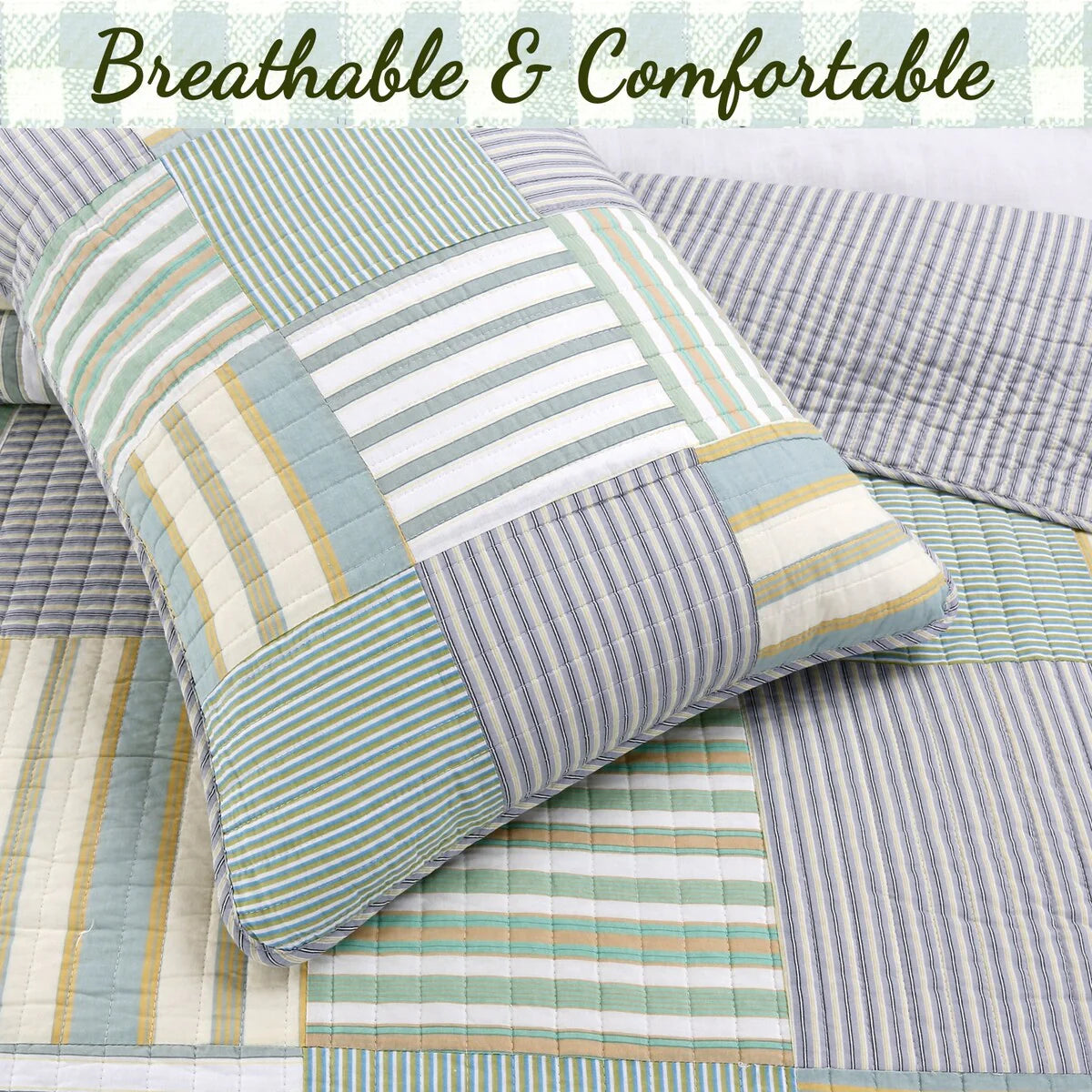 Cozy Line Spa Stripes Patchwork Quilt Bedding Set