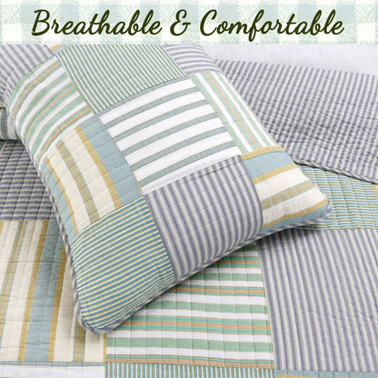Cozy Line Spa Stripes Patchwork Quilt Bedding Set