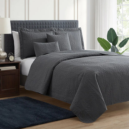 Clara Clark Bedspread Quilt Set - Grid Weave Pinsonic Lightweight Coverlet Set