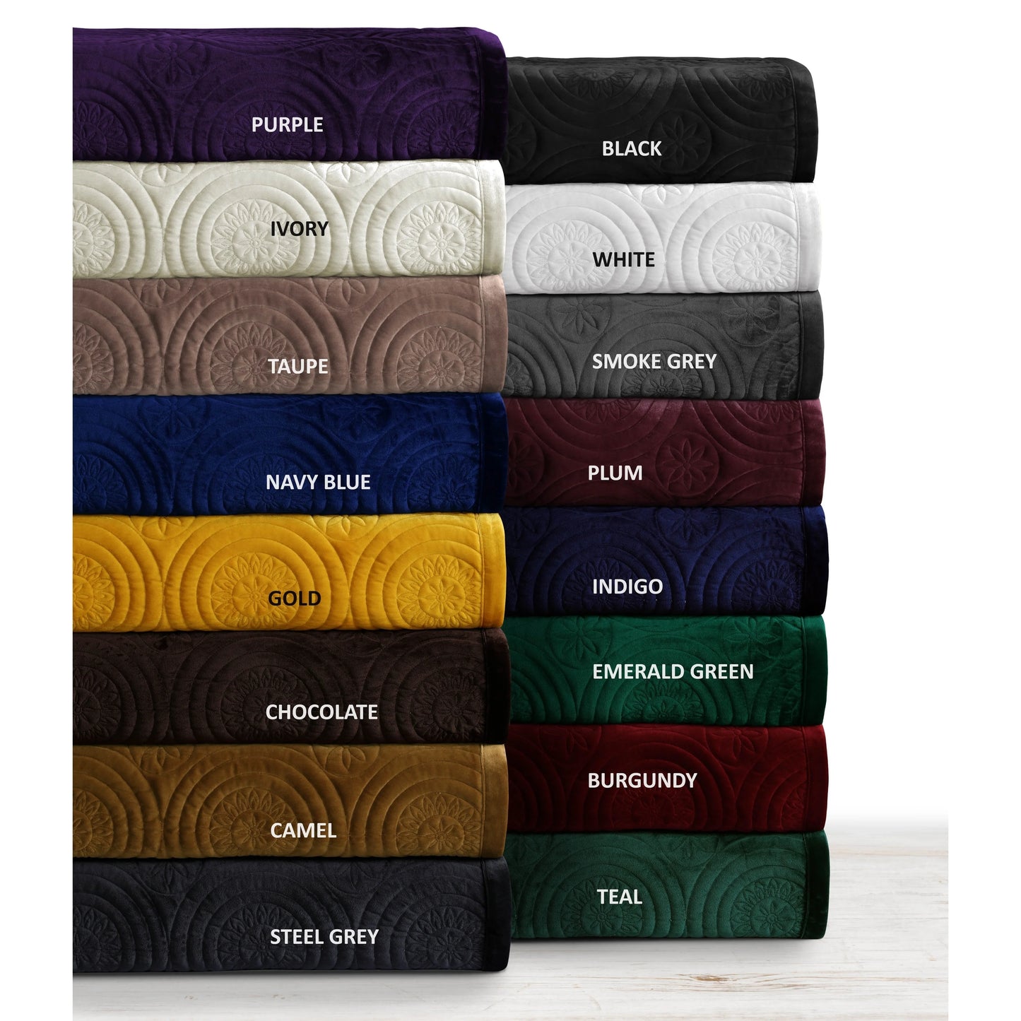 Capri Medallion Velvet Oversized Solid Quilt Set